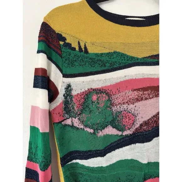 Aldo Martins Landscape Knit Sweater Women’s Size 4 Bamboo Wool - Picture 3 of 6